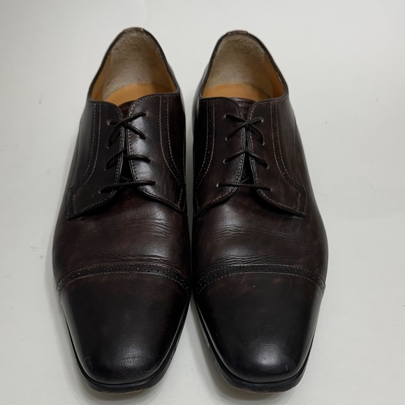Santoni Dark Brown Leather Oxford